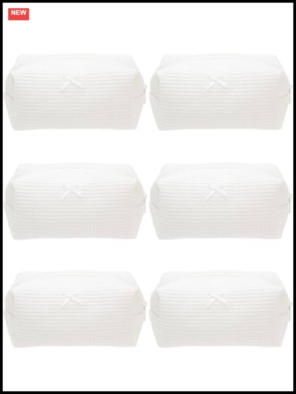 6 Pack Waffle Cosmetic Bag Set with Zipper, Makeup Pouch Organizer for Travel &